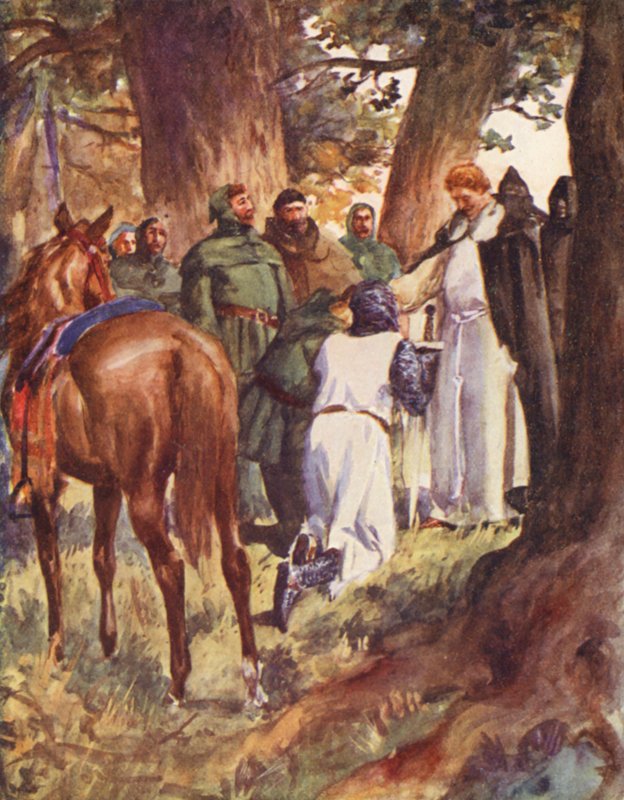 Robin Hood e seus Merry Men: Rei Richard reconhecido (lito colorido) de Allan (after) Stewart