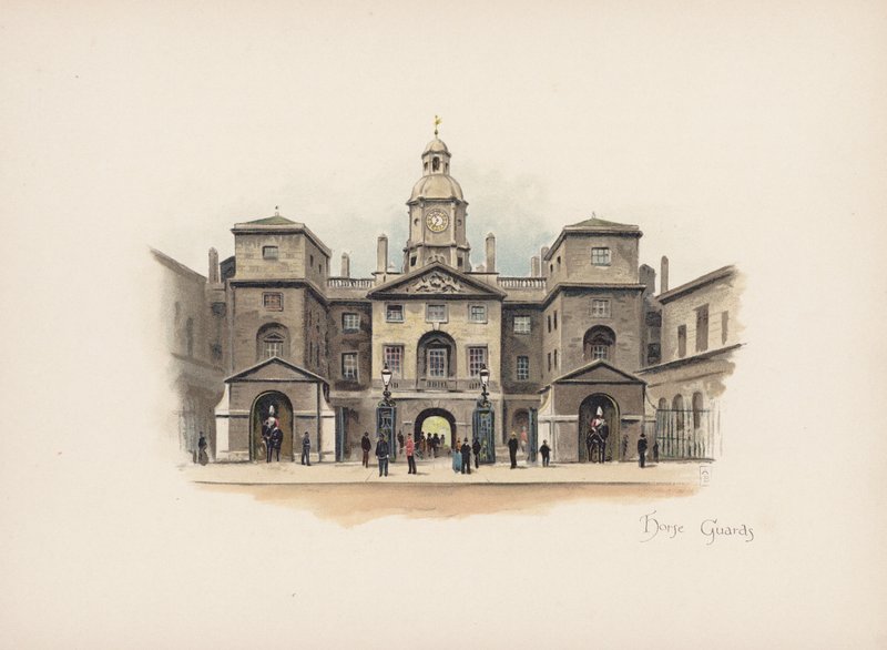 Londres familiar: Horse Guards (litografia a cores) de Allan F. Barraud