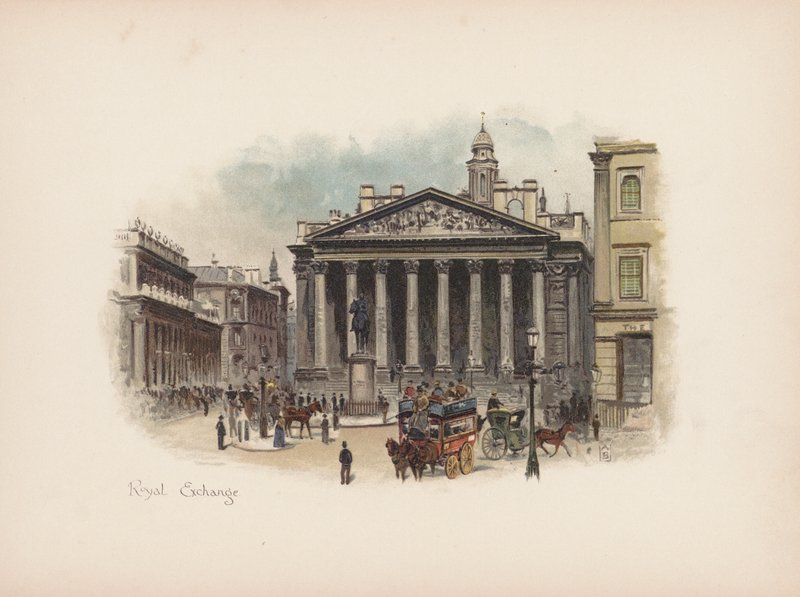 Londres familiar: Royal Exchange (litografia a cores) de Allan F. Barraud