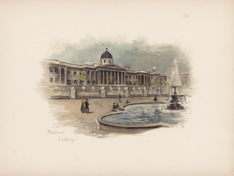 Londres familiar: The National Gallery (litografia a cores) de Allan F. Barraud