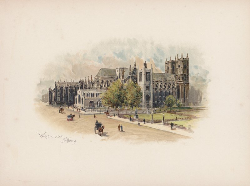 Londres familiar: Abadia de Westminster (litografia a cores) de Allan F. Barraud