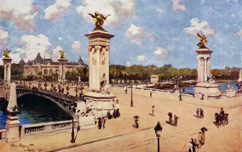 Paris: Pont Alexandre III (lito a cores) de Allan Stewart