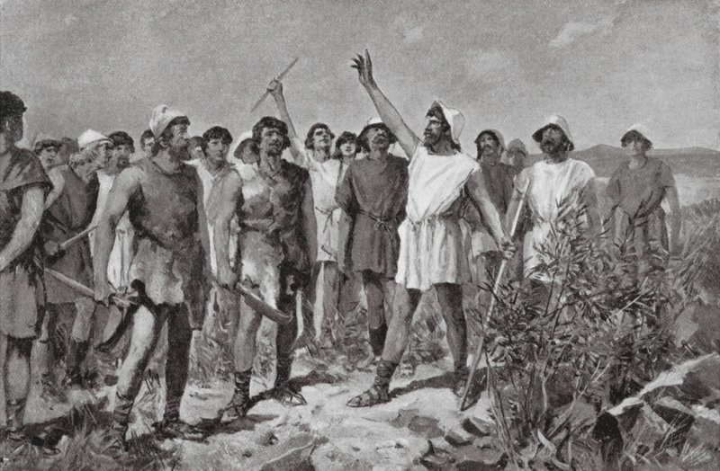 A Revolta dos Helotes em Esparta, 464 a.C. (litografia) de Allan Stewart