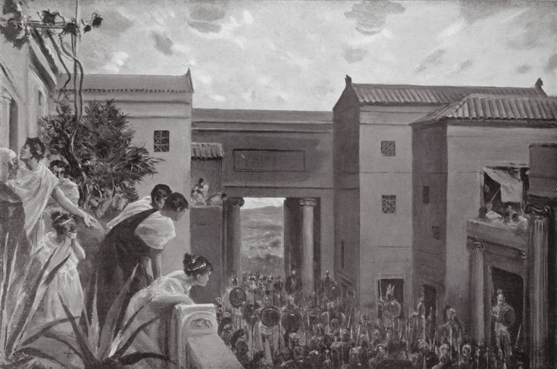 Ataque noturno de Tebas a Plataea 441 a.C. (litografia) de Allan Stewart