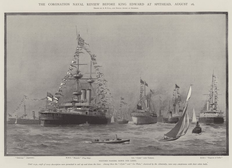 The Coronation Naval Review diante do rei Edward em Spithead, 16 de agosto de Alma Claude Burlton Cull