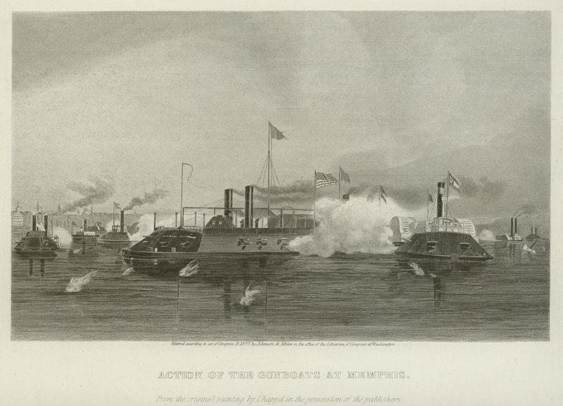 Ação das canhoneiras em Memphis, 1862 de Alonzo Chappel