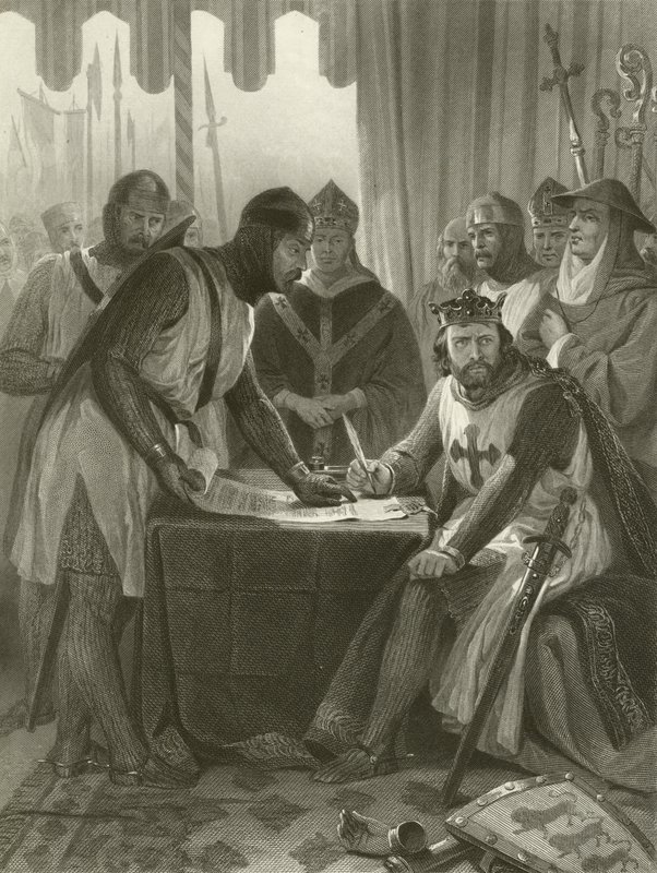 Rei João assinando a Magna Carta, 1215 de Alonzo Chappel