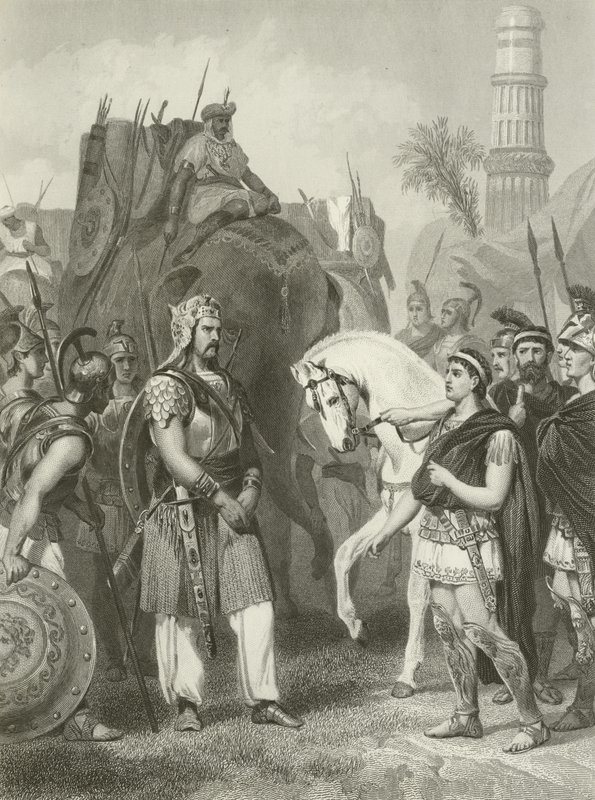 Rendição de Porus ao imperador Alexandre, 326 aC de Alonzo Chappel