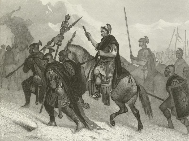 Aníbal e seu exército cruzando os Alpes, 218 aC de Alonzo Chappel