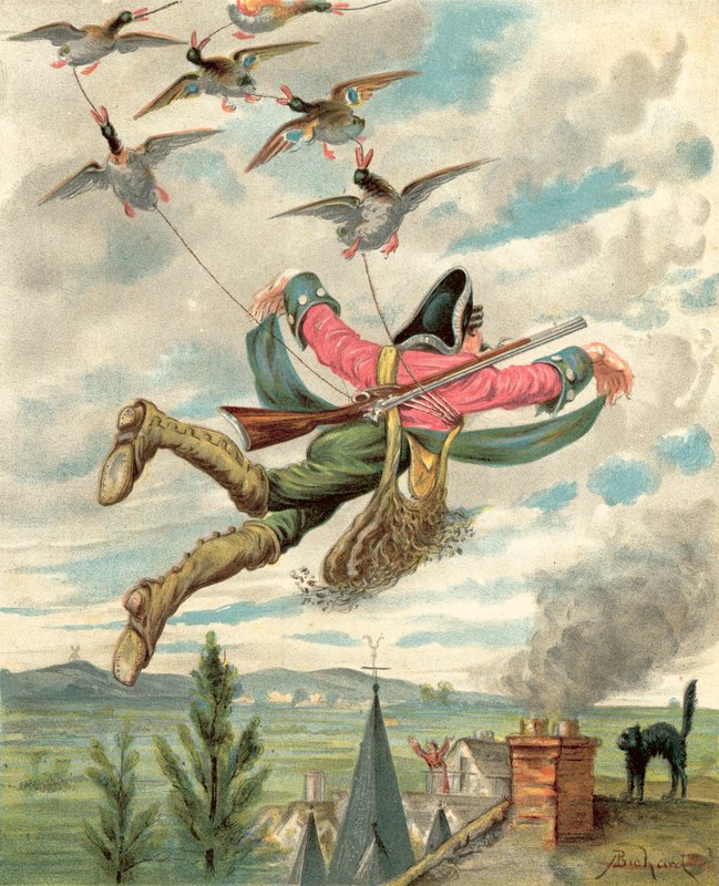 Aventuras do Barão Munchhausen (cromolito) de Alphonse Adolphe Bichard