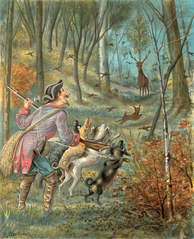 Aventuras do Barão Munchhausen (cromolito) de Alphonse Adolphe Bichard