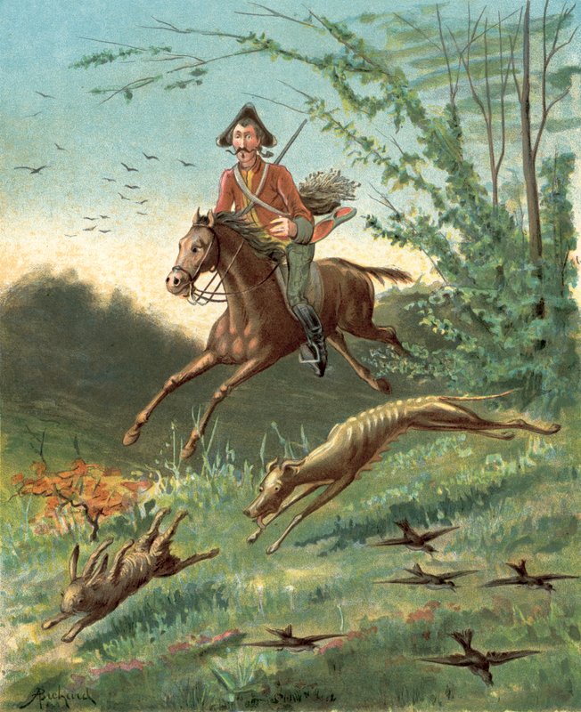 Aventuras do Barão Munchhausen (cromolito) de Alphonse Adolphe Bichard