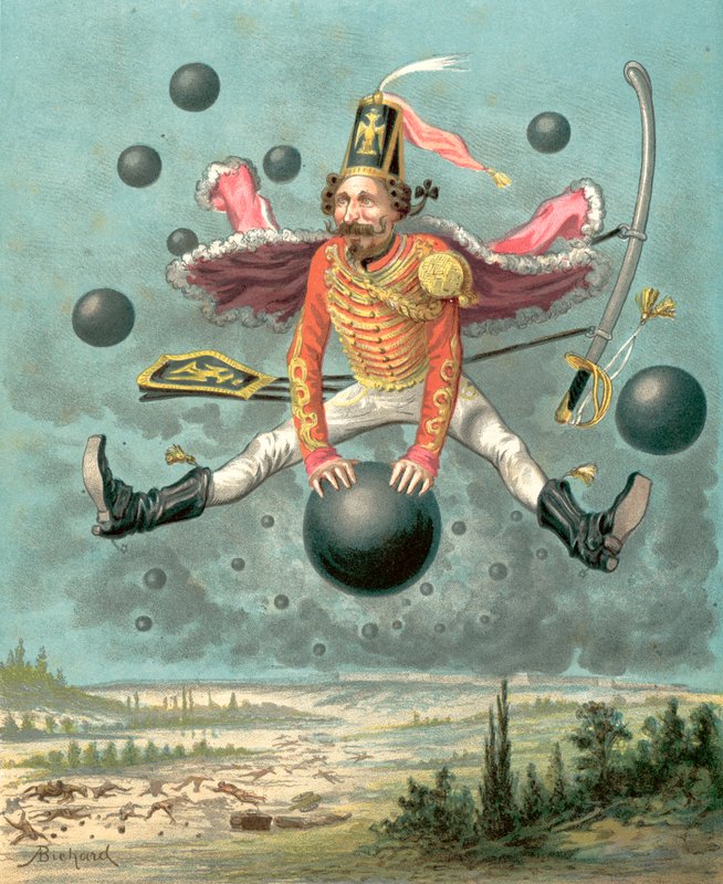 Aventuras do Barão Munchhausen (cromolito) de Alphonse Adolphe Bichard