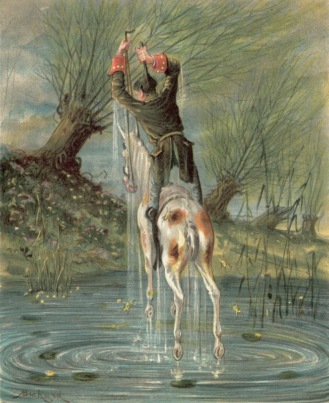 Aventuras do Barão Munchhausen (cromolito) de Alphonse Adolphe Bichard