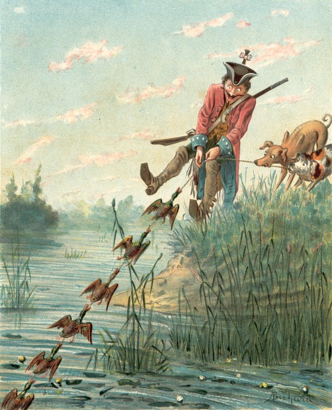 Aventuras do Barão Munchhausen (cromolito) de Alphonse Adolphe Bichard