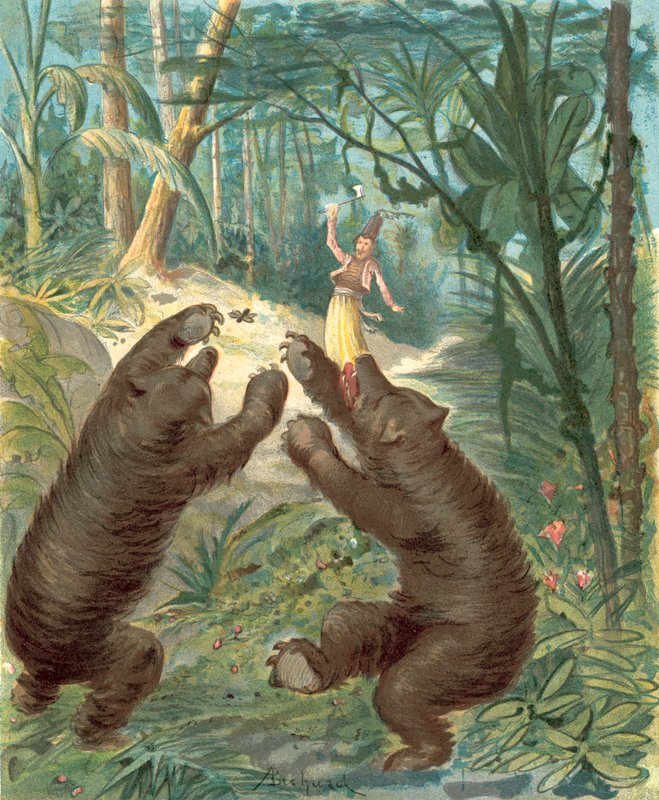 Aventuras do Barão Munchhausen (cromolito) de Alphonse Adolphe Bichard