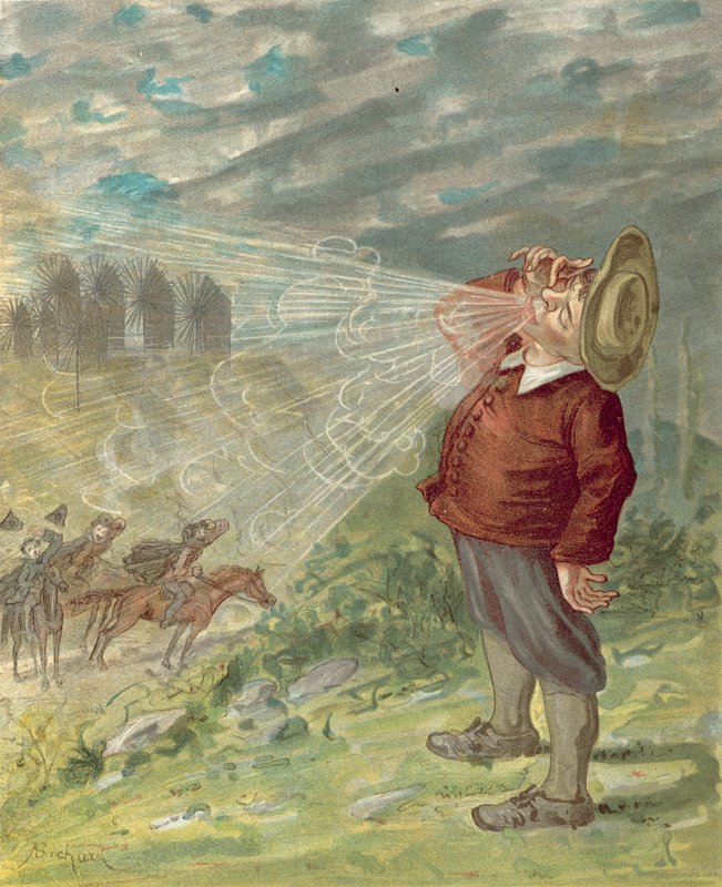 Aventuras do Barão Munchhausen (cromolito) de Alphonse Adolphe Bichard