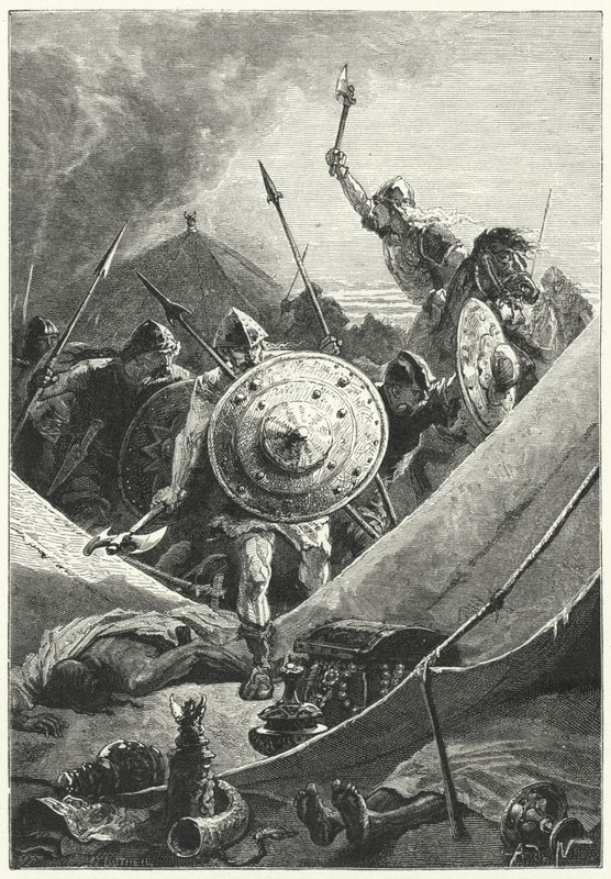 Ataque a um campo mouro (gravura) de Alphonse Marie de (after) Neuville
