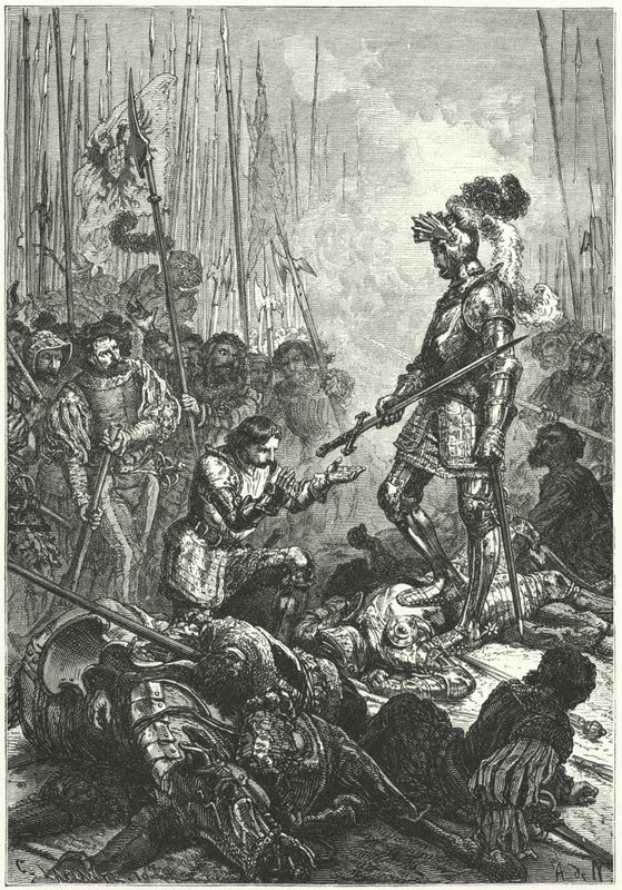 Francisco I de França feito prisioneiro na Batalha de Pavia de Alphonse Marie de (after) Neuville