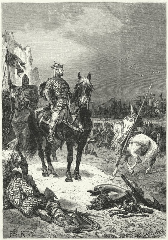 Aterragem da frota normanda de Robert Guiscard na Sicília de Alphonse Marie de (after) Neuville