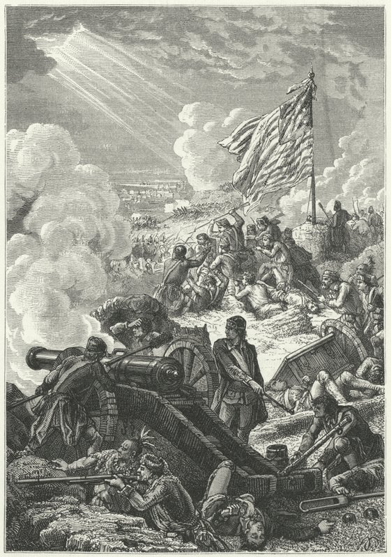 A defesa das alturas de Bunker Hill contra os britânicos de Alphonse Marie de (after) Neuville