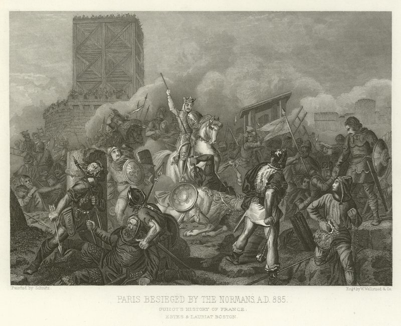 Paris sitiada pelos normandos, em 885 dC de Alphonse Marie de Neuville