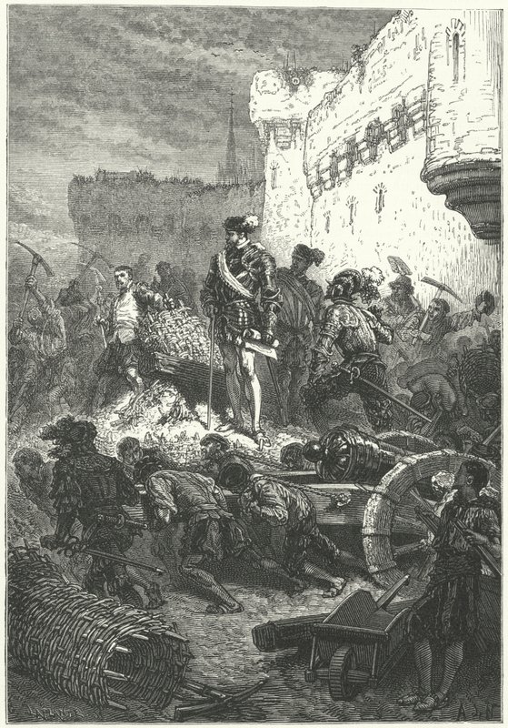 Francis Duque de Guise, supervisionando a construção das defesas de Metz, 1552 de Alphonse Marie de after Neuville