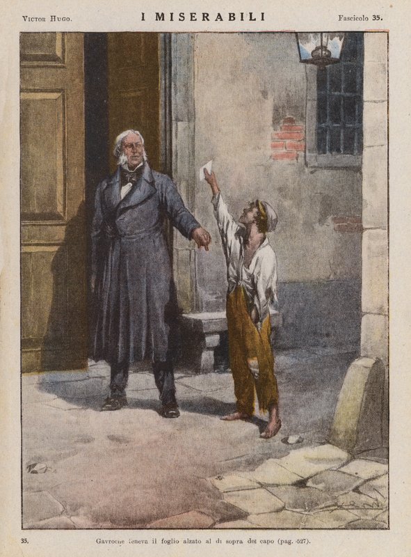 Ilustração para Os Miseráveis de Victor Hugo (litografia a cores) de Ambrogio Lombardi