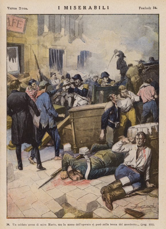 Ilustração para Os Miseráveis de Victor Hugo (litografia a cores) de Ambrogio Lombardi