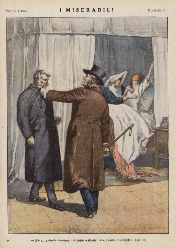 Ilustração para Os Miseráveis de Victor Hugo (litografia a cores) de Ambrogio Lombardi