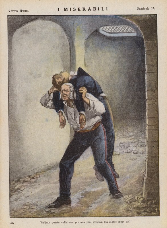 Ilustração para Os Miseráveis de Victor Hugo (litografia a cores) de Ambrogio Lombardi