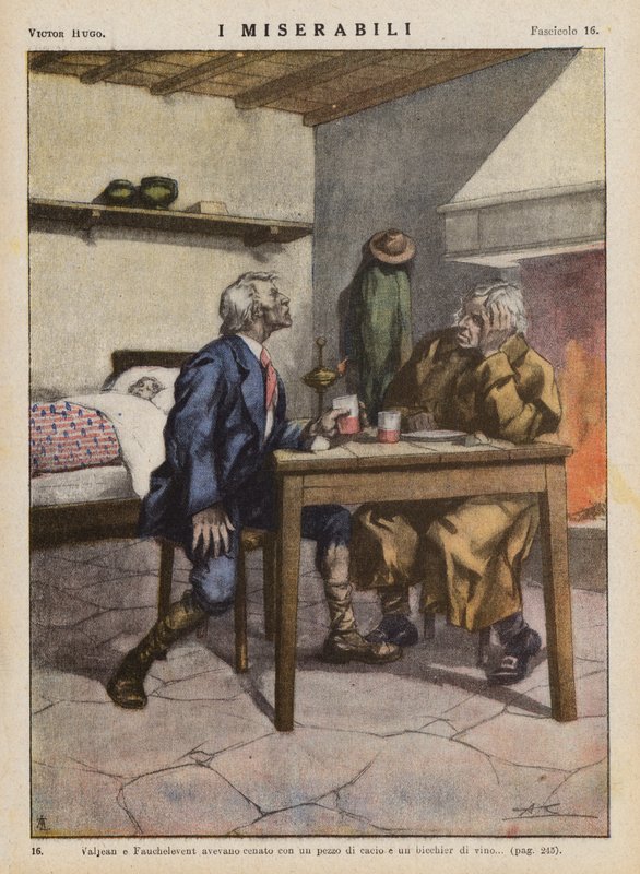 Ilustração para Os Miseráveis de Victor Hugo (litografia a cores) de Ambrogio Lombardi