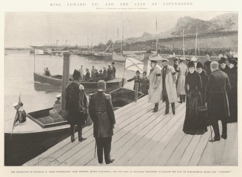 Rei Eduardo VII e o Czar em Copenhague de Amedee Forestier