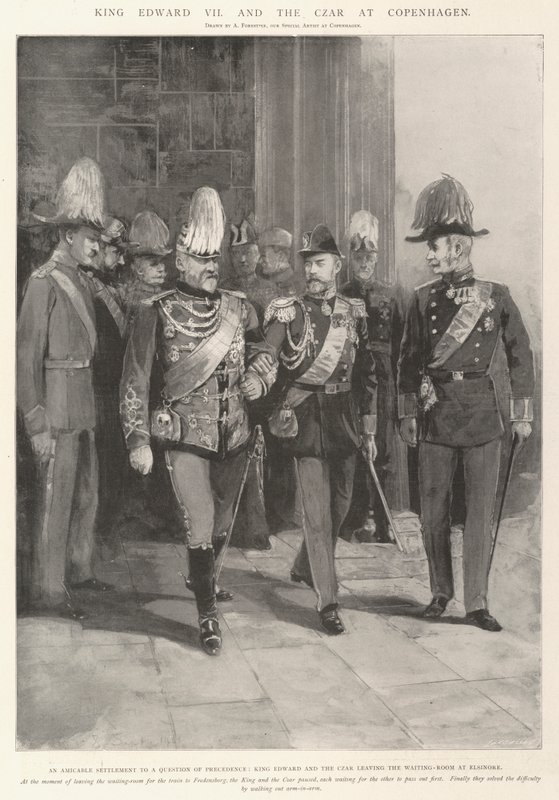 Rei Eduardo VII e o Czar em Copenhague de Amedee Forestier