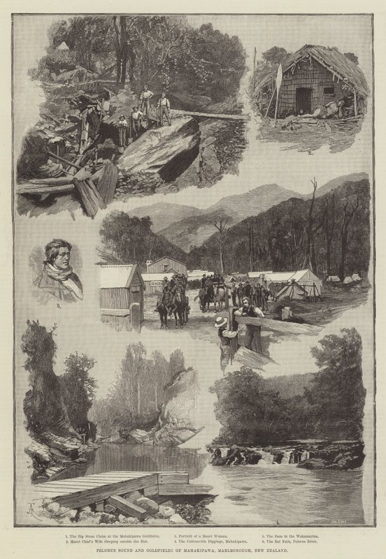 Pelorus Sound e Goldfields de Mahakipawa, Marlborough, Nova Zelândia de Amedee Forestier