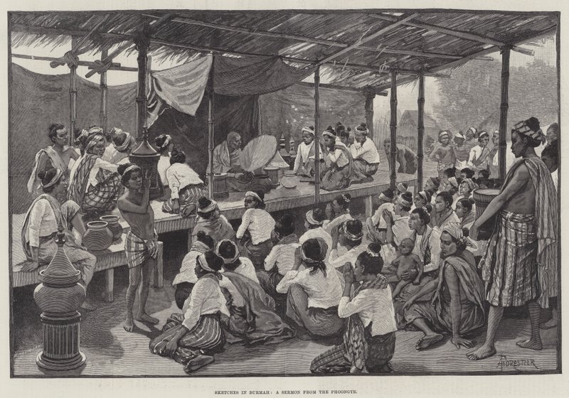 Esboços em Burmah, um sermão do Phoongye de Amedee Forestier