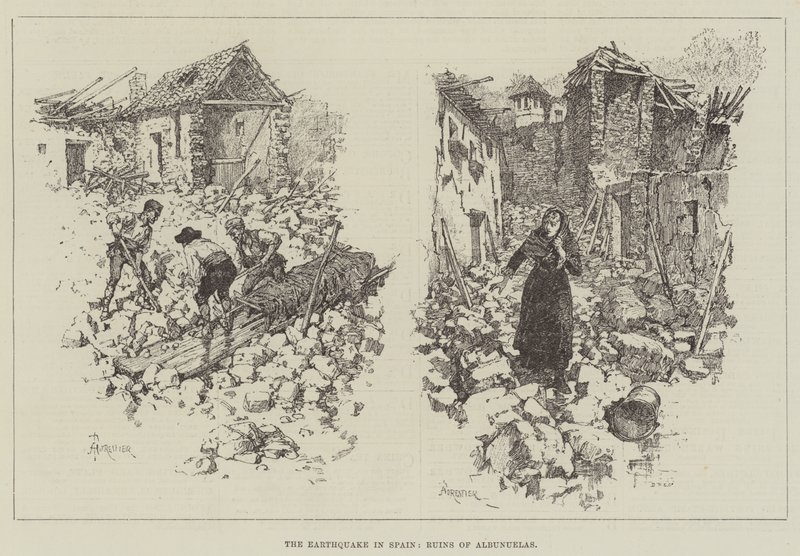 O terremoto na Espanha, ruínas de Albuñuelas de Amedee Forestier