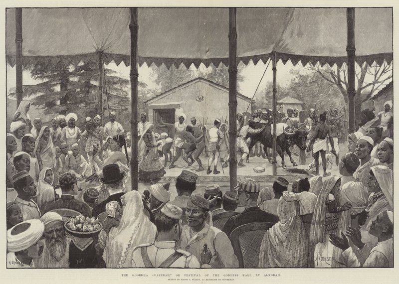 O Goorkha Daserah, ou Festival da Deusa Kali, em Almorah de Amedee Forestier