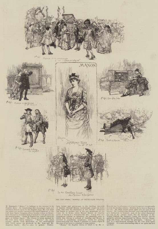 A nova ópera, Manon, no teatro Drury-Lane de Amedee Forestier