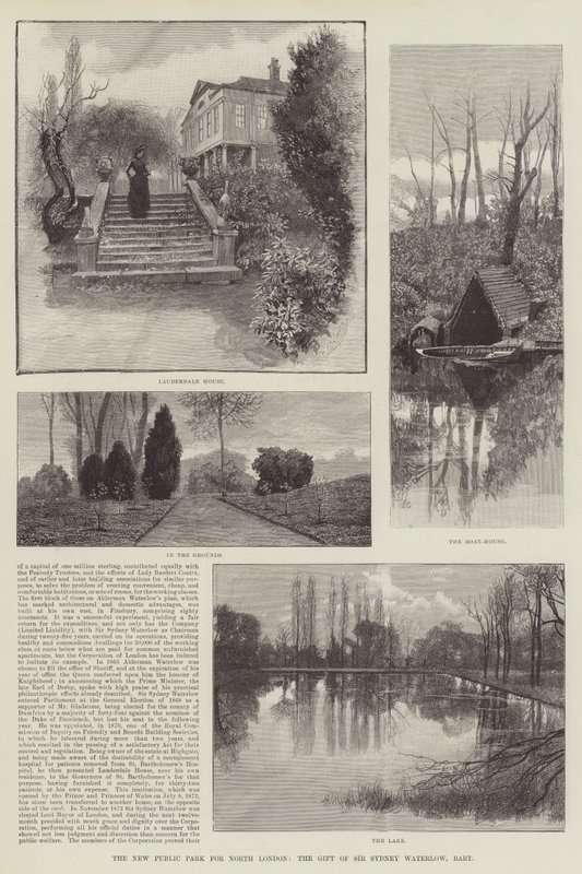 O novo parque público para o norte de Londres, o presente de Sir Sydney Waterlow, Baronet de Amedee Forestier