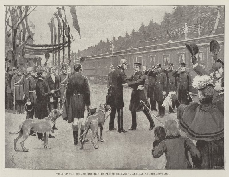 Visita do imperador alemão ao príncipe Bismarck, chegada a Friedrichsruh de Amedee Forestier