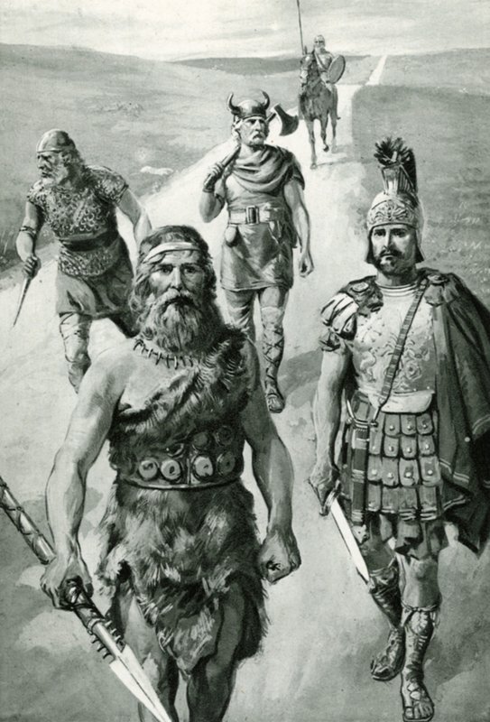 Estradas da Inglaterra: antigo chefe britânico, soldado romano, saxão, dinamarquês e normando de Amedee Forestier