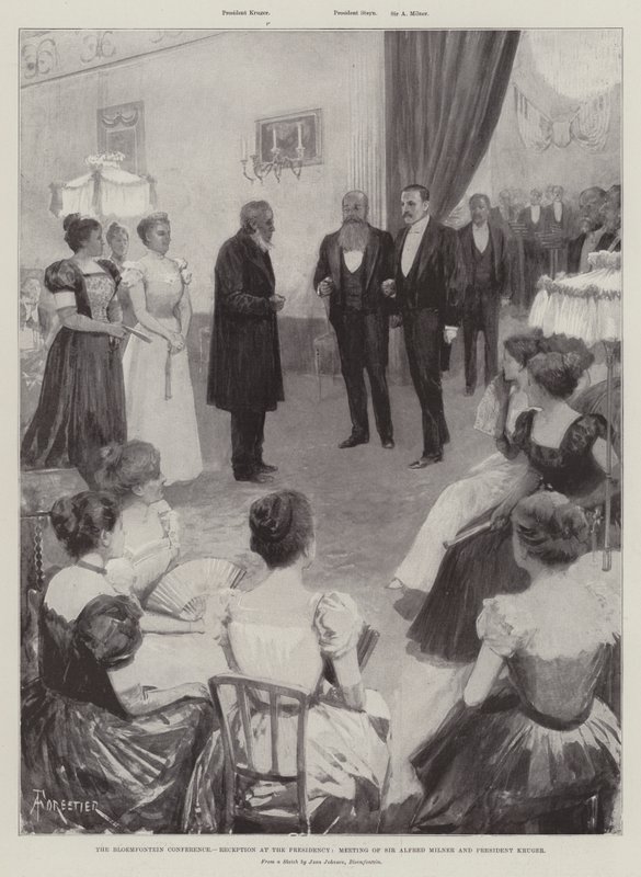 A Conferência de Bloemfontein, Recepção na Presidência, Reunião de Sir Alfred Milner e Presidente Kruger de Amedee Forestier