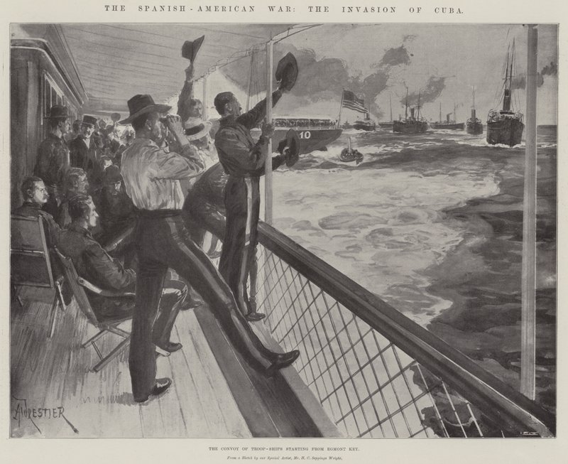 A Guerra Hispano-Americana, a Invasão de Cuba, o Comboio de Navios-Tropa a partir de Egmont Key de Amedee Forestier