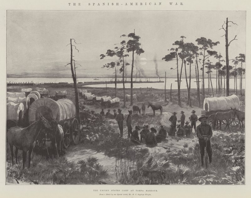 A Guerra Hispano-Americana, o Acampamento dos Estados Unidos no Porto de Tampa de Amedee Forestier