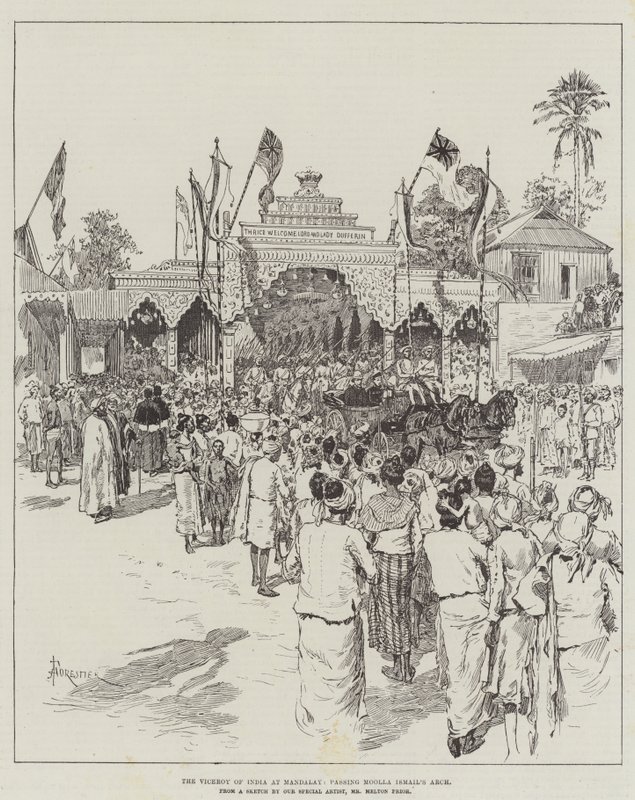 O vice-rei da Índia em Mandalay, passando pelo arco de Moolla Ismail de Amedee Forestier