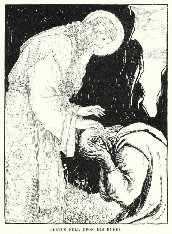 O Festus caiu de joelhos (gravura) de Amelia M. (attr.to) Bowerley or Bauerle