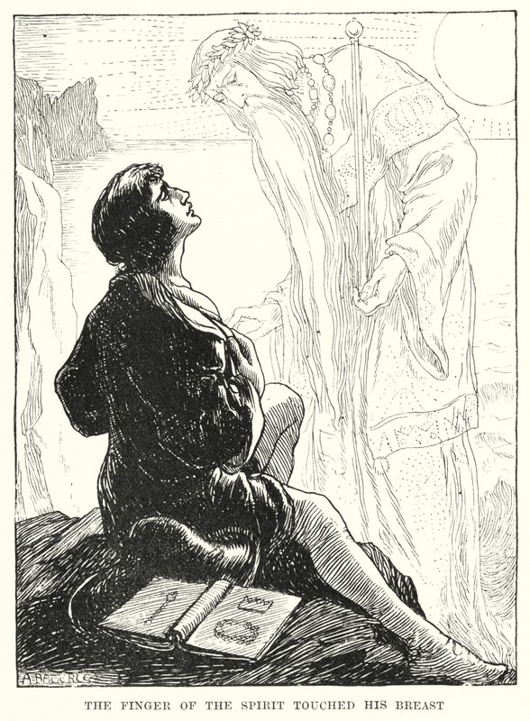 O dedo do espírito tocou-lhe o peito (gravura) de Amelia M. (attr.to) Bowerley or Bauerle