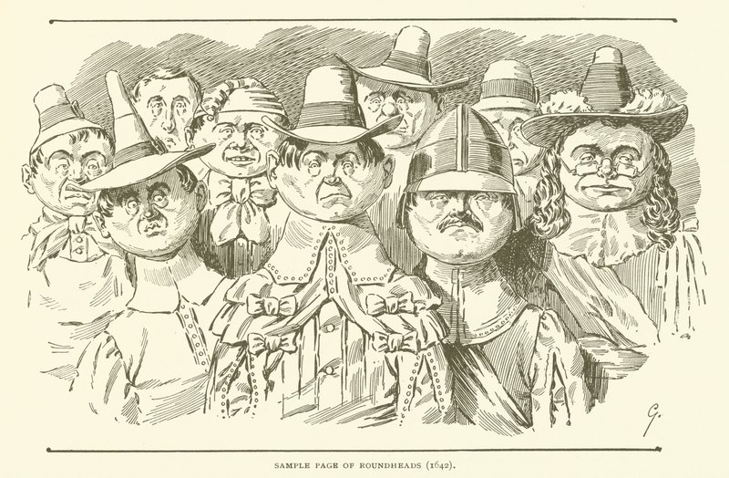Página de Amostra de Roundheads (1642) de American School