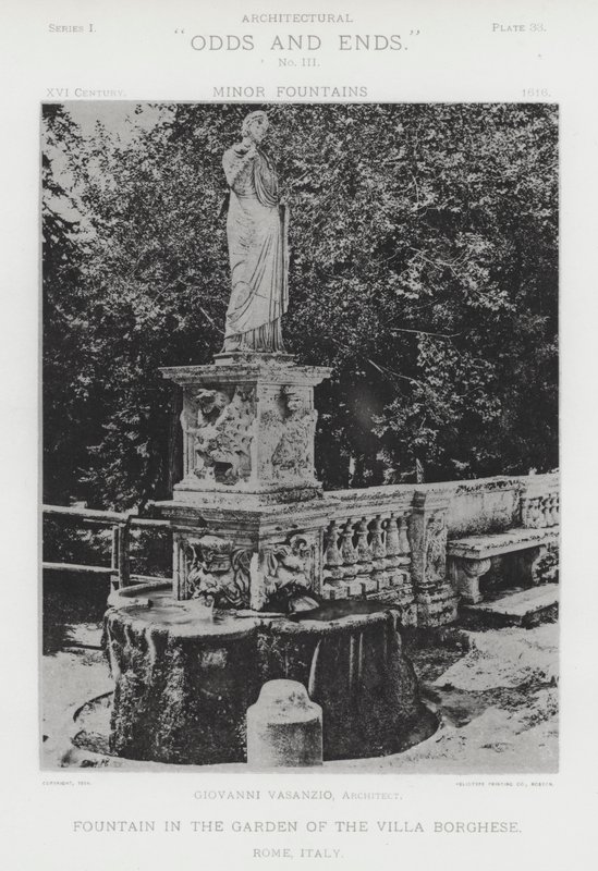 Fonte no Jardim da Villa Borghese, Roma, Itália (foto a p/b) de American Photographer (after)